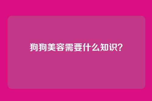狗狗美容需要什么知识?