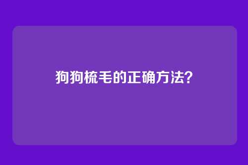 狗狗梳毛的正确方法？