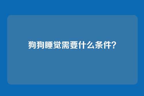 狗狗睡觉需要什么条件？