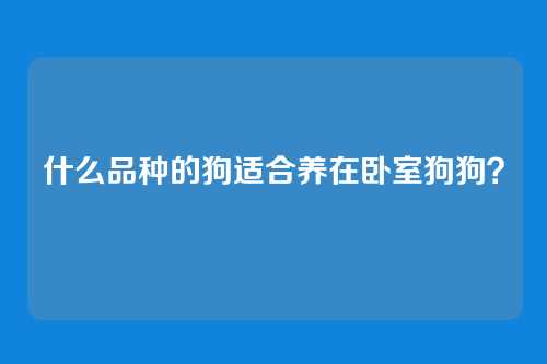 什么品种的狗适合养在卧室狗狗？