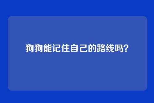 狗狗能记住自己的路线吗？