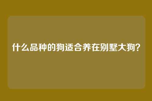 什么品种的狗适合养在别墅大狗?