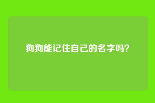 狗狗能记住自己的名字吗？