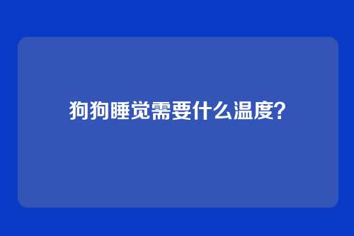 狗狗睡觉需要什么温度?