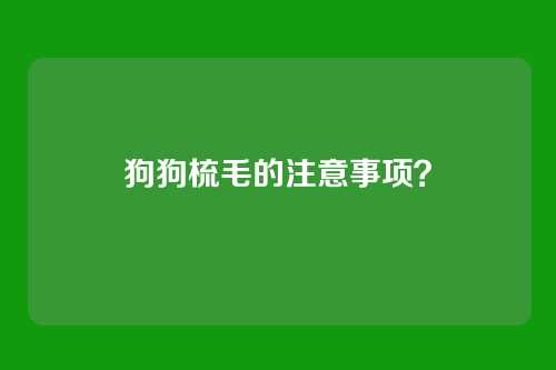狗狗梳毛的注意事项？