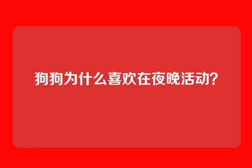 狗狗为什么喜欢在夜晚活动?