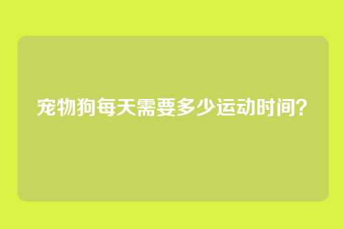 宠物狗每天需要多少运动时间?