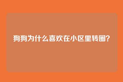 狗狗为什么喜欢在小区里转圈？