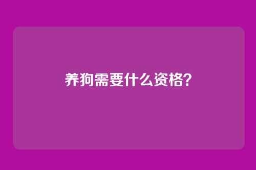 养狗需要什么资格?