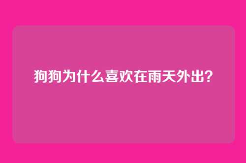 狗狗为什么喜欢在雨天外出？