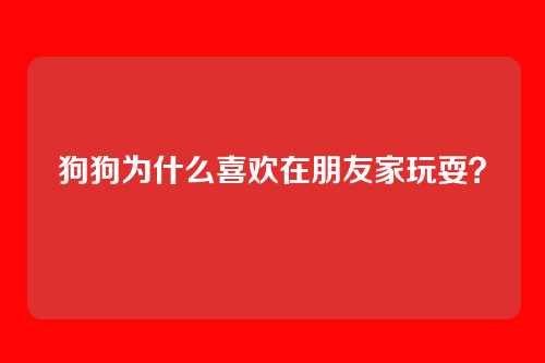 狗狗为什么喜欢在朋友家玩耍？