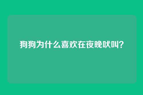 狗狗为什么喜欢在夜晚吠叫？