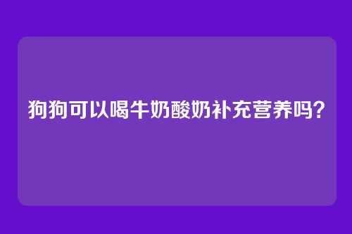 狗狗可以喝牛奶酸奶补充营养吗？