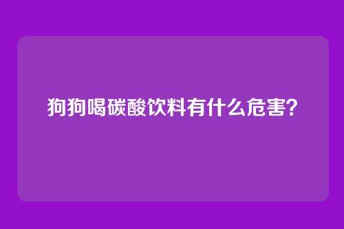 狗狗喝碳酸饮料有什么危害?