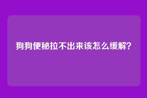 狗狗便秘拉不出来该怎么缓解？