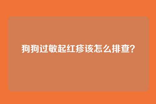 狗狗过敏起红疹该怎么排查？