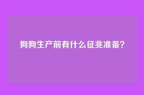狗狗生产前有什么征兆准备？