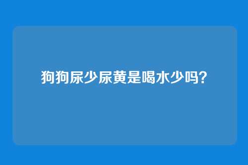 狗狗尿少尿黄是喝水少吗？