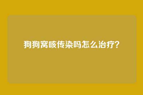 狗狗窝咳传染吗怎么治疗？