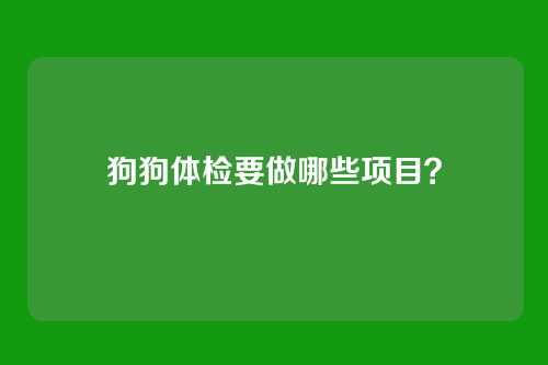 狗狗体检要做哪些项目？