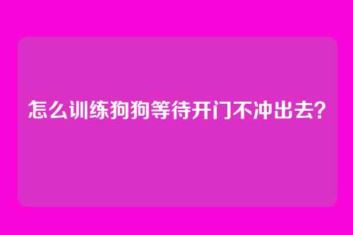 怎么训练狗狗等待开门不冲出去？