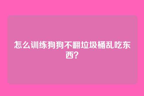 怎么训练狗狗不翻垃圾桶乱吃东西？