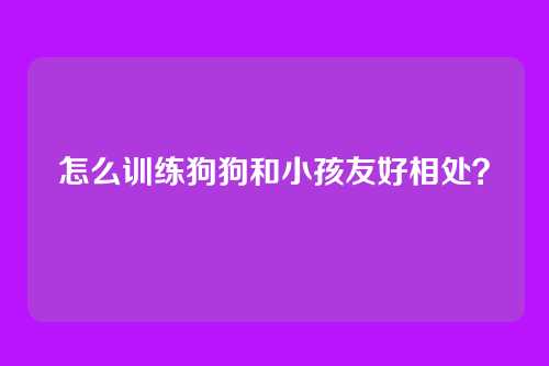 怎么训练狗狗和小孩友好相处？