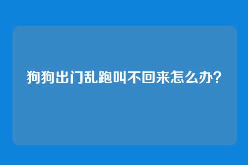狗狗出门乱跑叫不回来怎么办？