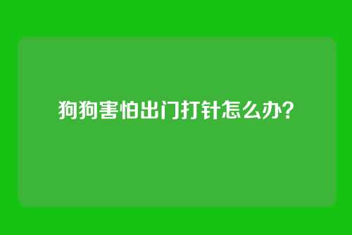 狗狗害怕出门打针怎么办？