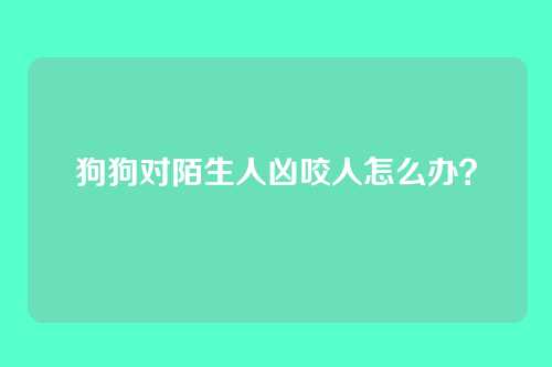 狗狗对陌生人凶咬人怎么办?