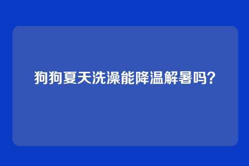 狗狗夏天洗澡能降温解暑吗？