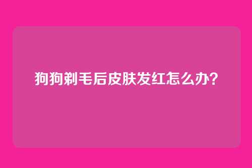 狗狗剃毛后皮肤发红怎么办？