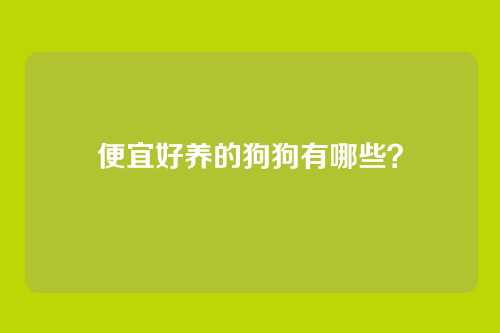 便宜好养的狗狗有哪些？