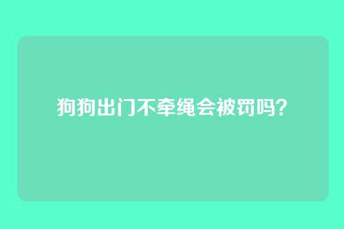 狗狗出门不牵绳会被罚吗？