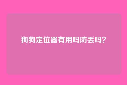 狗狗定位器有用吗防丢吗？