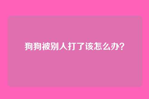 狗狗被别人打了该怎么办？