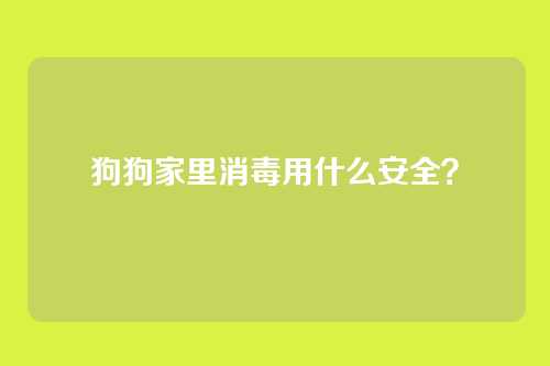 狗狗家里消毒用什么安全?