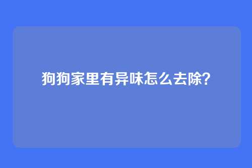 狗狗家里有异味怎么去除？