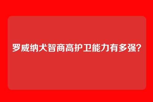 罗威纳犬智商高护卫能力有多强？