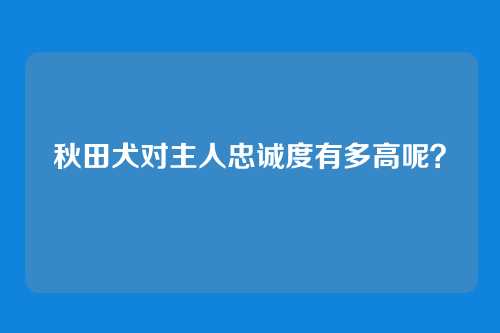 秋田犬对主人忠诚度有多高呢？