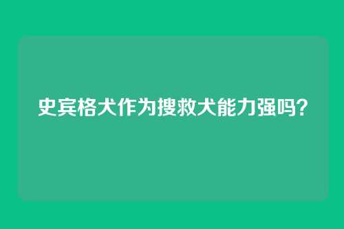 史宾格犬作为搜救犬能力强吗？