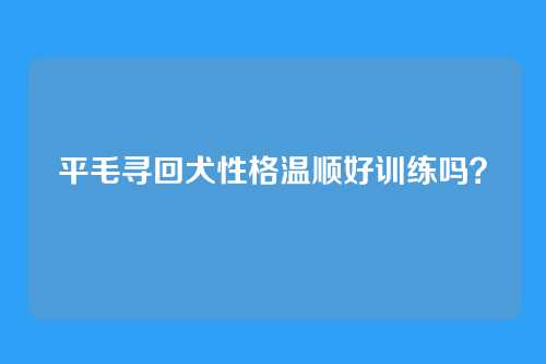 平毛寻回犬性格温顺好训练吗?