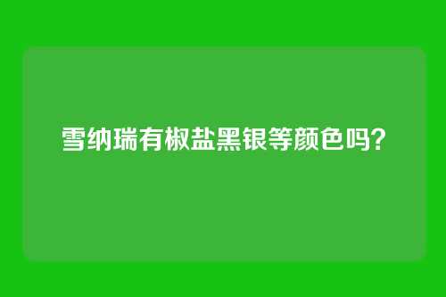 雪纳瑞有椒盐黑银等颜色吗？