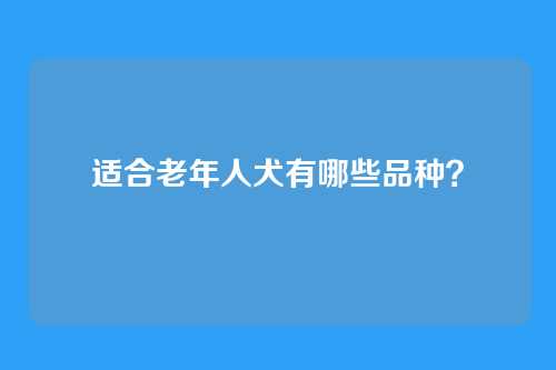 适合老年人犬有哪些品种？