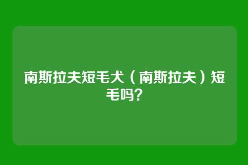 南斯拉夫短毛犬（南斯拉夫）短毛吗？