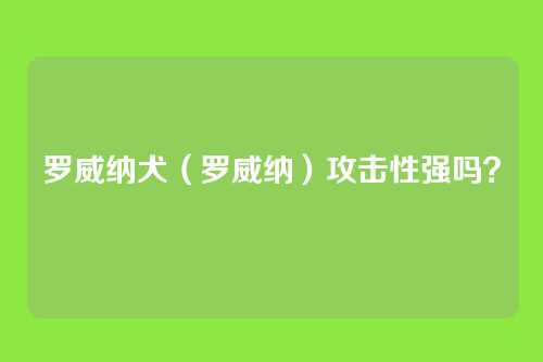 罗威纳犬（罗威纳）攻击性强吗？