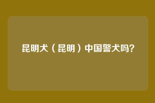 昆明犬（昆明）中国警犬吗？