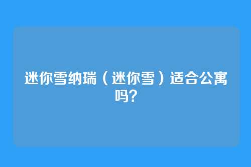 迷你雪纳瑞（迷你雪）适合公寓吗？