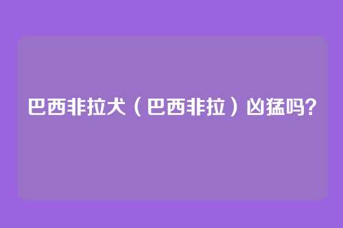 巴西非拉犬（巴西非拉）凶猛吗？