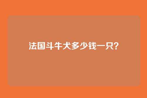 法国斗牛犬多少钱一只？